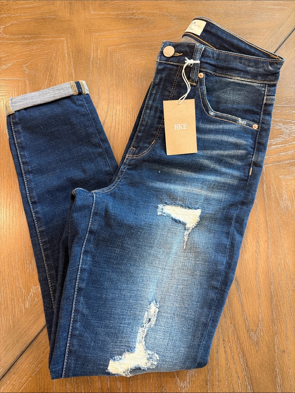 BKE Men's Indigo Ripped Skinny Jeans